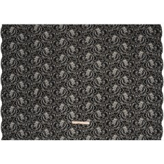 Stretch Metallic Corded Lace with Finished Edges – Black and Gold Bold Blooming Florals – Dania Collection Stretch Metallic Corded Lace with Finished Edges – Black and Gold Bold Blooming Florals – Dania Collection