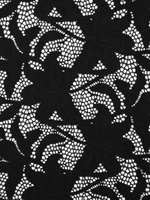 Recycled Stretch Raschel Lace with Finished Edges – Black Dancing Lilies Recycled Stretch Raschel Lace with Finished Edges – Black Dancing Lilies