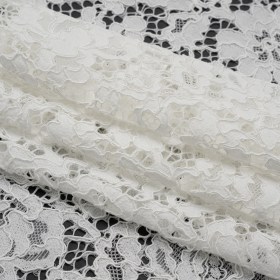 Corded Lace Panel with Eyelash Fringe Finished Edges – Ivory Floral Corded Lace Panel with Eyelash Fringe Finished Edges – Ivory Floral