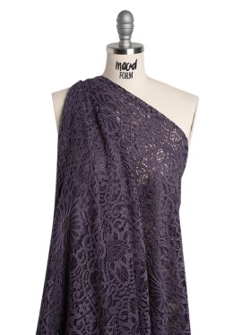 Corded Lace Panel with Finished Eyelash Fringe Edges – Smoke Floral Flows Corded Lace Panel with Finished Eyelash Fringe Edges – Smoke Floral Flows