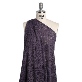 Corded Lace Panel with Finished Eyelash Fringe Edges – Smoke Floral Flows Corded Lace Panel with Finished Eyelash Fringe Edges – Smoke Floral Flows
