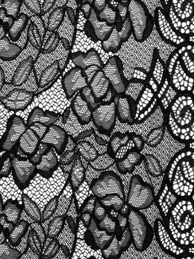 Corded Lace with Finished Edge – Black Sweeping Roses Corded Lace with Finished Edge – Black Sweeping Roses
