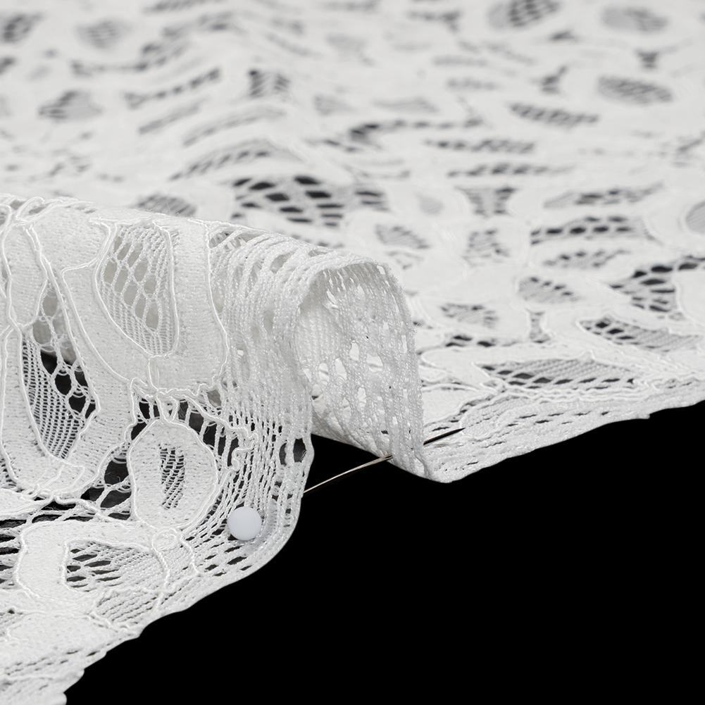 Corded Lace with Finished Scalloped Edges - Ivory Sunflowers