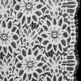 Corded Lace with Finished Scalloped Edges – Ivory Sunflowers Corded Lace with Finished Scalloped Edges – Ivory Sunflowers