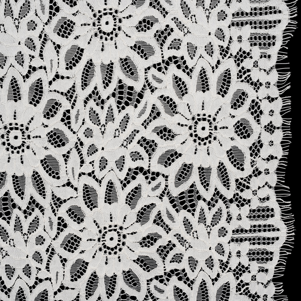 Corded Lace with Finished Scalloped Edges – Ivory Sunflowers Corded Lace with Finished Scalloped Edges – Ivory Sunflowers