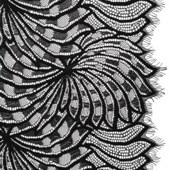 Metallic Nylon Lace with Finished Edges – Black Swirling Flowers Metallic Nylon Lace with Finished Edges – Black Swirling Flowers