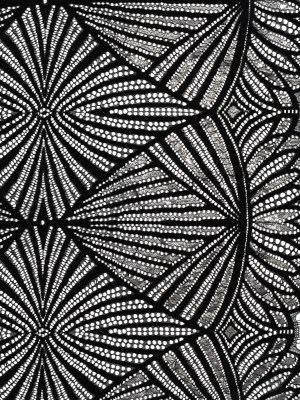 Metallic Lace Panel with Finished Edges – Silver and Black Geometric Starburst Metallic Lace Panel with Finished Edges – Silver and Black Geometric Starburst