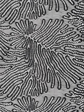 Nylon Raschel Lace with Finished Scalloped Edges – Black Organic Abstractions Nylon Raschel Lace with Finished Scalloped Edges – Black Organic Abstractions