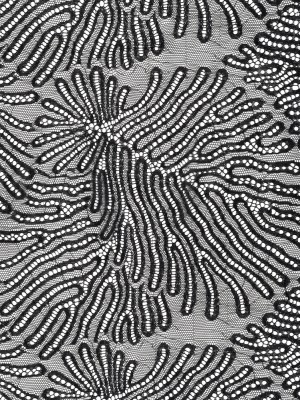 Nylon Raschel Lace with Finished Scalloped Edges – Black Organic Abstractions Nylon Raschel Lace with Finished Scalloped Edges – Black Organic Abstractions