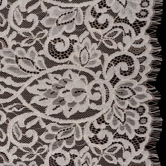 Corded Lace with Finished Edges – Pale Blush and Ivory Flowering Vines Corded Lace with Finished Edges – Pale Blush and Ivory Flowering Vines