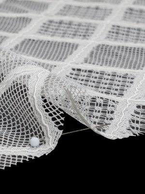 Corded Lace with Little Scalloped Finished Edges – Ivory Diamond Lattice Corded Lace with Little Scalloped Finished Edges – Ivory Diamond Lattice