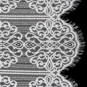 Corded Lace with Fringed and Scalloped Edges – Ivory Vine Stripes Corded Lace with Fringed and Scalloped Edges – Ivory Vine Stripes