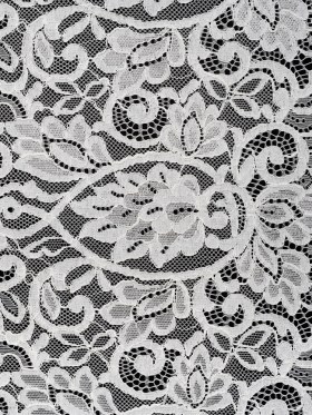 Corded Lace with Finished Edges – Ivory Flowering Vines Corded Lace with Finished Edges – Ivory Flowering Vines