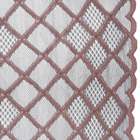 Corded Lace with Little Scalloped Finished Edges – Gray and Dusty Rose Diamond Lattice Corded Lace with Little Scalloped Finished Edges – Gray and Dusty Rose Diamond Lattice