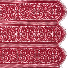 Re-Embroidered Lace with Finished Edges – Red Bug Floral Medallion Stripes Re-Embroidered Lace with Finished Edges – Red Bug Floral Medallion Stripes
