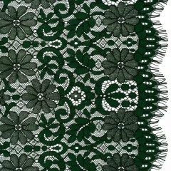 Rayon and Nylon Corded Lace with Scalloped Finished Edges – Hunter Green Flower and Dot Stripes Rayon and Nylon Corded Lace with Scalloped Finished Edges – Hunter Green Flower and Dot Stripes
