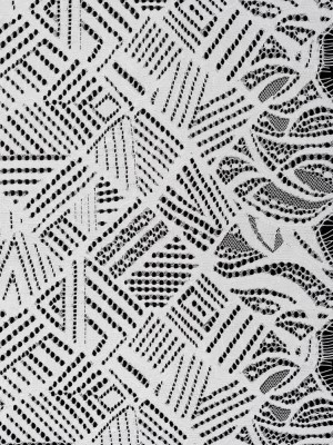 Raschel Lace with Organic Finished Edges – Ivory Geometry and Leaves Raschel Lace with Organic Finished Edges – Ivory Geometry and Leaves