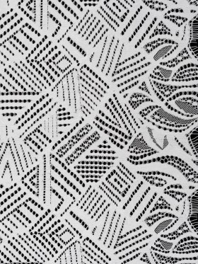 Raschel Lace with Organic Finished Edges – Ivory Geometry and Leaves Raschel Lace with Organic Finished Edges – Ivory Geometry and Leaves