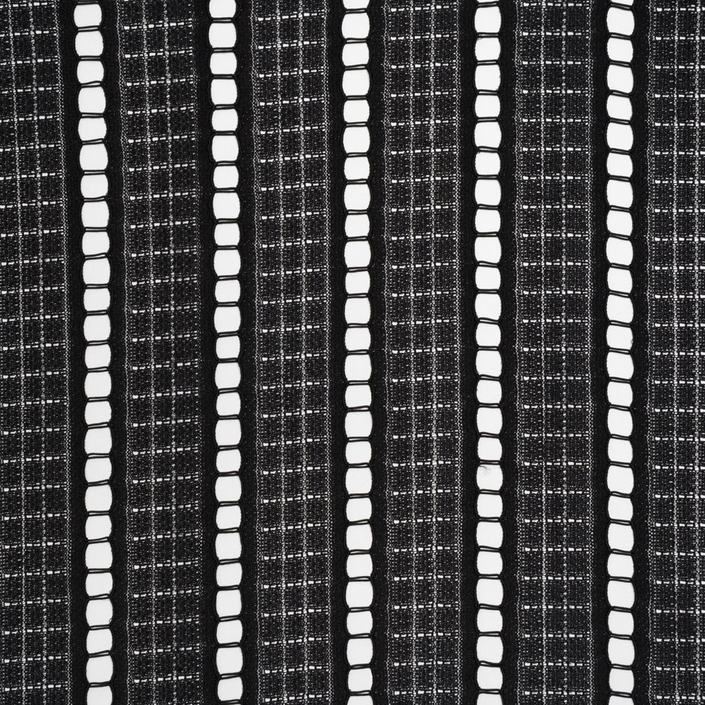 Corded Lace – Black Squares and Stripes Corded Lace – Black Squares and Stripes