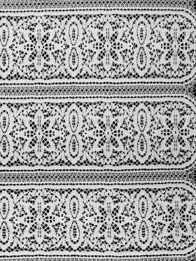 Re-Embroidered Lace with Finished Edges – Ivory Floral Medallion Stripes Re-Embroidered Lace with Finished Edges – Ivory Floral Medallion Stripes