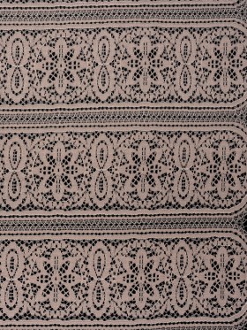 Re-Embroidered Lace with Finished Edges – Taupe Floral Medallion Stripes Re-Embroidered Lace with Finished Edges – Taupe Floral Medallion Stripes