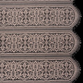 Re-Embroidered Lace with Finished Edges – Taupe Floral Medallion Stripes Re-Embroidered Lace with Finished Edges – Taupe Floral Medallion Stripes