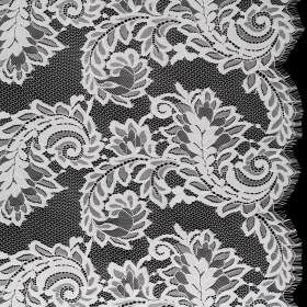 Corded Lace with Finished Scalloped Edges – Ivory Flowers and Leaves Corded Lace with Finished Scalloped Edges – Ivory Flowers and Leaves