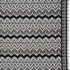 Corded Lace with Eyelash Fringe Edges – Black Zig Zag Stripes Corded Lace with Eyelash Fringe Edges – Black Zig Zag Stripes