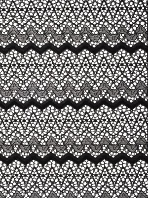 Corded Lace with Eyelash Fringe Edges – Black Zig Zag Stripes Corded Lace with Eyelash Fringe Edges – Black Zig Zag Stripes