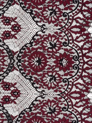 Raschel Lace with Finished Scalloped Edges – Black and Chocolate Truffle Sunflowers and Daisies Raschel Lace with Finished Scalloped Edges – Black and Chocolate Truffle Sunflowers and Daisies