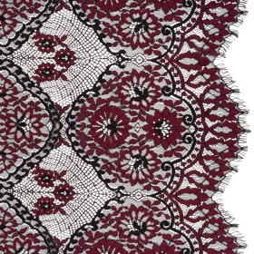 Raschel Lace with Finished Scalloped Edges – Black and Chocolate Truffle Sunflowers and Daisies Raschel Lace with Finished Scalloped Edges – Black and Chocolate Truffle Sunflowers and Daisies