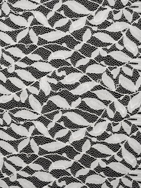 Corded Lace Panel with Finished Scalloped Edges – Ivory Leafy Stems Corded Lace Panel with Finished Scalloped Edges – Ivory Leafy Stems