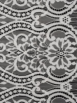 Corded Lace Panel with Finished Edges – Ivory Flowers, Dots and Wavy Lines Corded Lace Panel with Finished Edges – Ivory Flowers, Dots and Wavy Lines