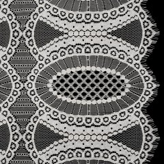 Corded Lace with Scalloped Fringe Edges – Ivory Geometric Lozenges Corded Lace with Scalloped Fringe Edges – Ivory Geometric Lozenges