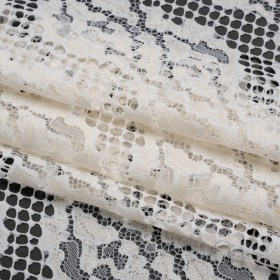 Raschel Lace with Organic Finished Edges – Ivory Abstract Wavy Stripes Raschel Lace with Organic Finished Edges – Ivory Abstract Wavy Stripes