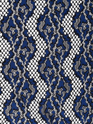 Raschel Lace with Organic Finished Edges – Black and Surf Blue Abstract Wavy Stripes Raschel Lace with Organic Finished Edges – Black and Surf Blue Abstract Wavy Stripes