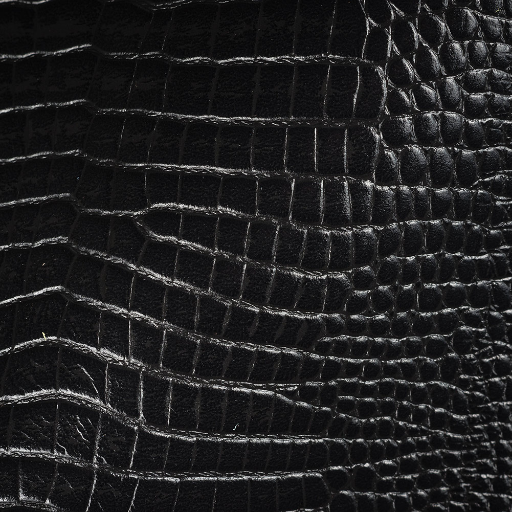 Lorraine Italian Black Semi-Aniline Alligator Embossed Top Grain Cow Leather Hide Lorraine Italian Black Semi-Aniline Alligator Embossed Top Grain Cow Leather Hide