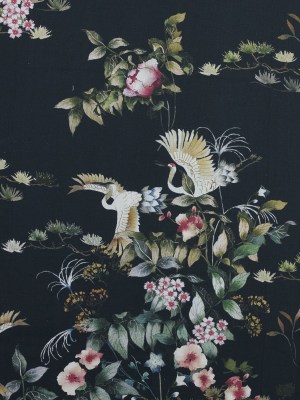 Cotton Voile – Black and Green Birds and Flowers – La Grande Tournee Print – Mood Exclusive Jacques Collection Cotton Voile – Black and Green Birds and Flowers – La Grande Tournee Print – Mood Exclusive Jacques Collection