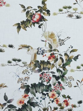 Cotton Voile – White and Green Birds and Flowers – La Grande Tournee Print – Mood Exclusive Jacques Collection Cotton Voile – White and Green Birds and Flowers – La Grande Tournee Print – Mood Exclusive Jacques Collection
