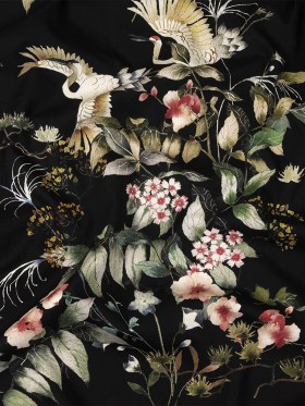 Cotton Poplin – Black and Green Birds and Flowers – La Grande Tournee Print – Mood Exclusive Jacques Collection Cotton Poplin – Black and Green Birds and Flowers – La Grande Tournee Print – Mood Exclusive Jacques Collection