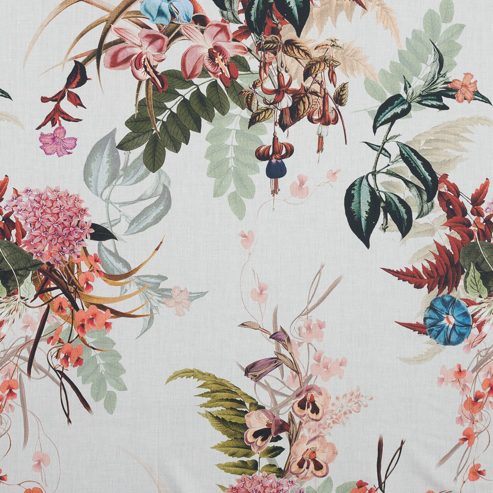 Cotton Voile – Pale Green and Coral Floral – Ile des Orchidees Print – Mood Exclusive Jacques Collection Cotton Voile – Pale Green and Coral Floral – Ile des Orchidees Print – Mood Exclusive Jacques Collection