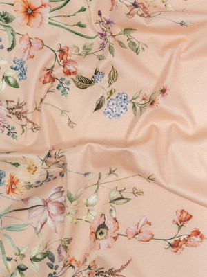 Stretch Cotton Sateen – Pink Floral Border – La Marche des Fleurs Print – Mood Exclusive Jacques Collection Stretch Cotton Sateen – Pink Floral Border – La Marche des Fleurs Print – Mood Exclusive Jacques Collection