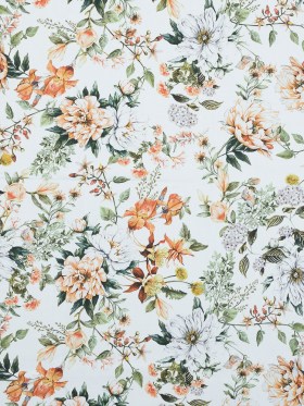 Stretch Cotton Sateen – Orange and Green – Les Fleurs de L’amour Print – Mood Exclusive Jacques Collection Stretch Cotton Sateen – Orange and Green – Les Fleurs de L’amour Print – Mood Exclusive Jacques Collection