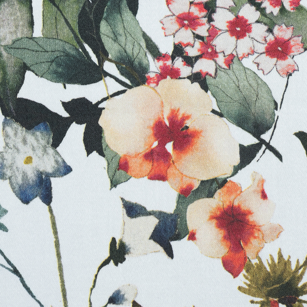 Stretch Cotton Sateen – White and Green Birds and Flowers – La Grande Tournee Print – Mood Exclusive Jacques Collection Stretch Cotton Sateen – White and Green Birds and Flowers – La Grande Tournee Print – Mood Exclusive Jacques Collection