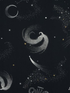 Cotton Voile – Black Celestial – Path of Apollo Print – Mood Exclusive Gaia Collection Cotton Voile – Black Celestial – Path of Apollo Print – Mood Exclusive Gaia Collection