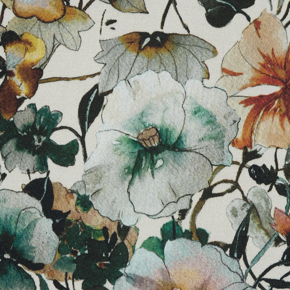 Stretch Cotton Sateen – Ivory Floral – Passing of Adonis Print – Mood Exclusive Gaia Collection Stretch Cotton Sateen – Ivory Floral – Passing of Adonis Print – Mood Exclusive Gaia Collection