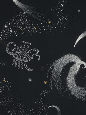 Stretch Cotton Sateen – Black Celestial – Path of Apollo Print – Mood Exclusive Gaia Collection Stretch Cotton Sateen – Black Celestial – Path of Apollo Print – Mood Exclusive Gaia Collection