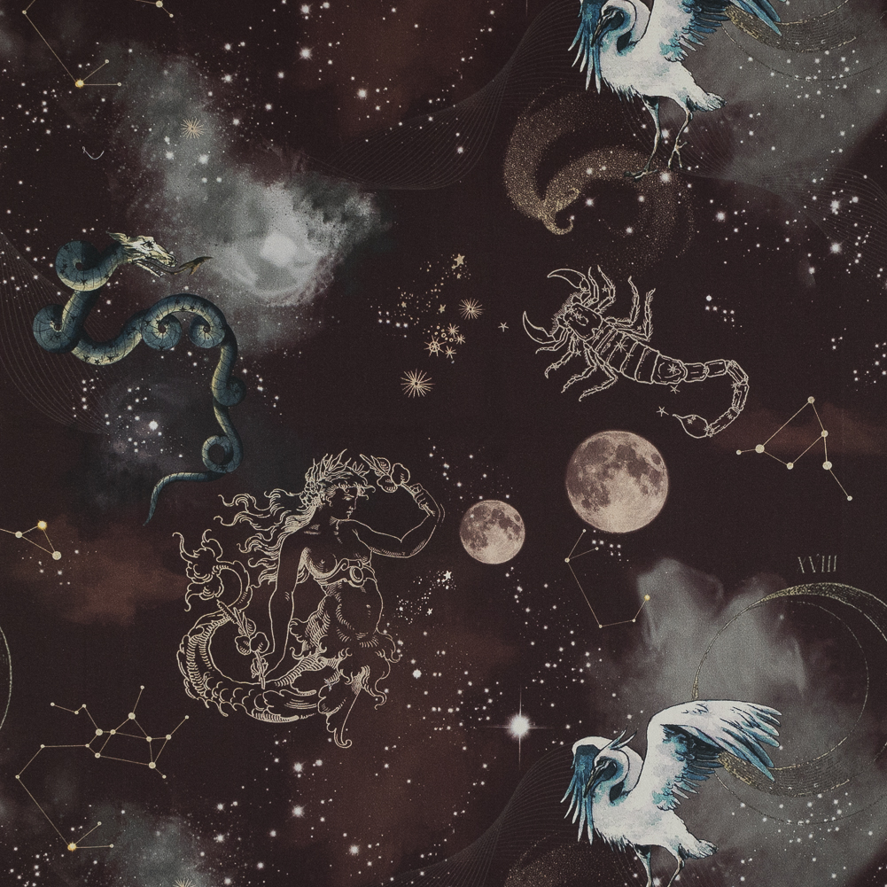 Stretch Cotton Sateen – Burgundy Celestial Birds – Apollo’s Disguise Burgundy Print – Mood Exclusive Gaia Collection Stretch Cotton Sateen – Burgundy Celestial Birds – Apollo’s Disguise Burgundy Print – Mood Exclusive Gaia Collection