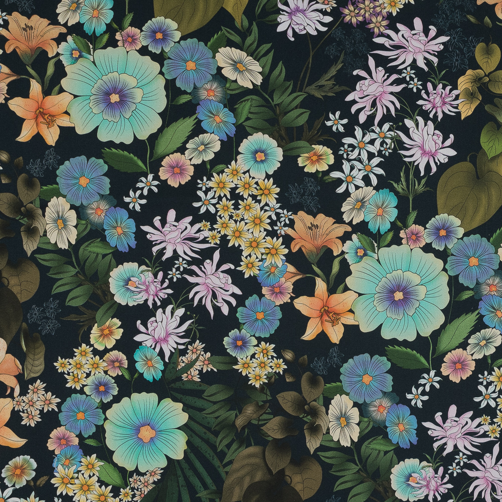 Stretch Cotton Sateen – Green and Blue Floral – Narcissus’ Reflection Print – Mood Exclusive Gaia Collection Stretch Cotton Sateen – Green and Blue Floral – Narcissus’ Reflection Print – Mood Exclusive Gaia Collection