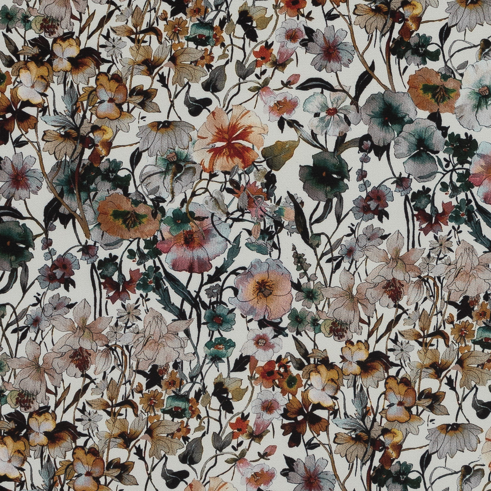 Stretch Polyester Crepe – Ivory Floral – Passing of Adonis Print – Mood Exclusive Gaia Collection Stretch Polyester Crepe – Ivory Floral – Passing of Adonis Print – Mood Exclusive Gaia Collection